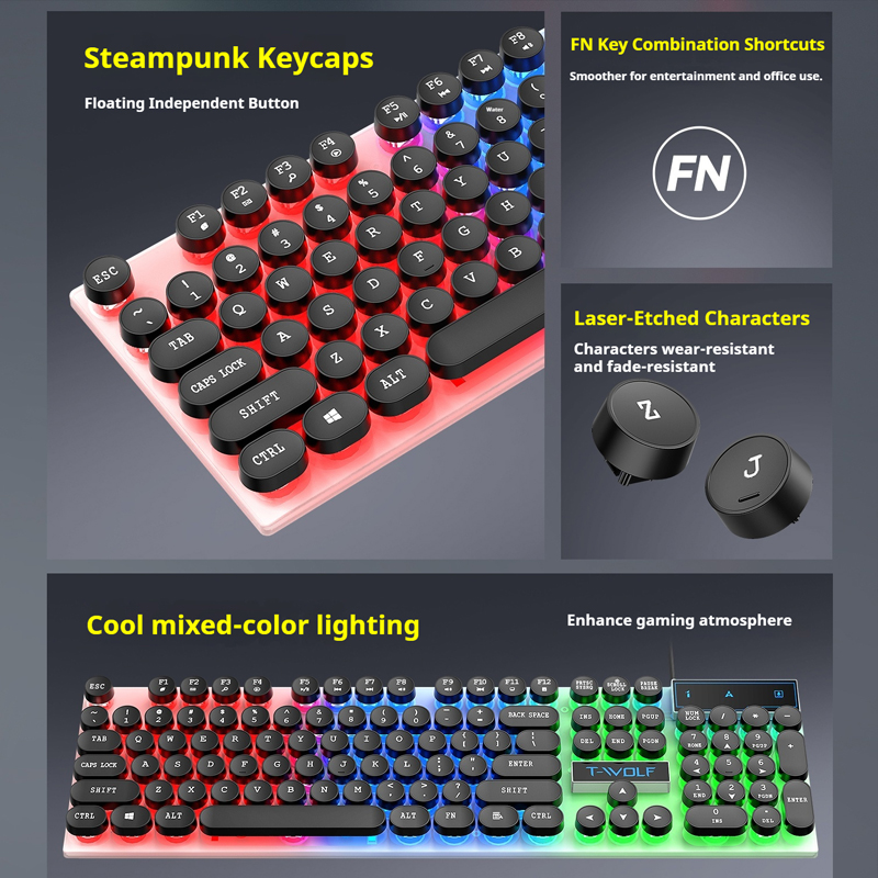 Teclado para jogos T11T-WOLF,  - Pc Gaming Fullset avaliação e preço